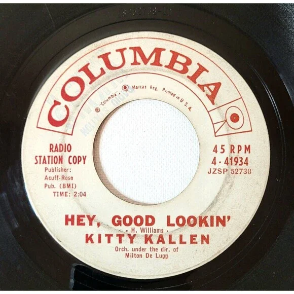 Kitty Kallen 45 RPM - Hey, Good Lookin'/Raining In My Heart - Columbia Promo VG - Picture 1 of 2